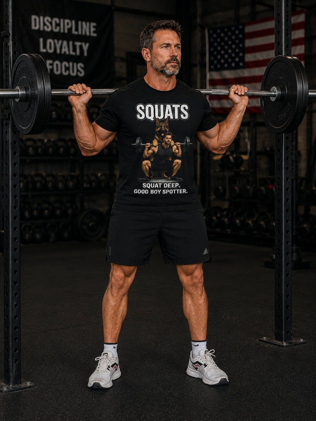 Squats German Shepherd Workout Shirt | Good Boy Spotter Tee | Dog Lover Fitness Gift