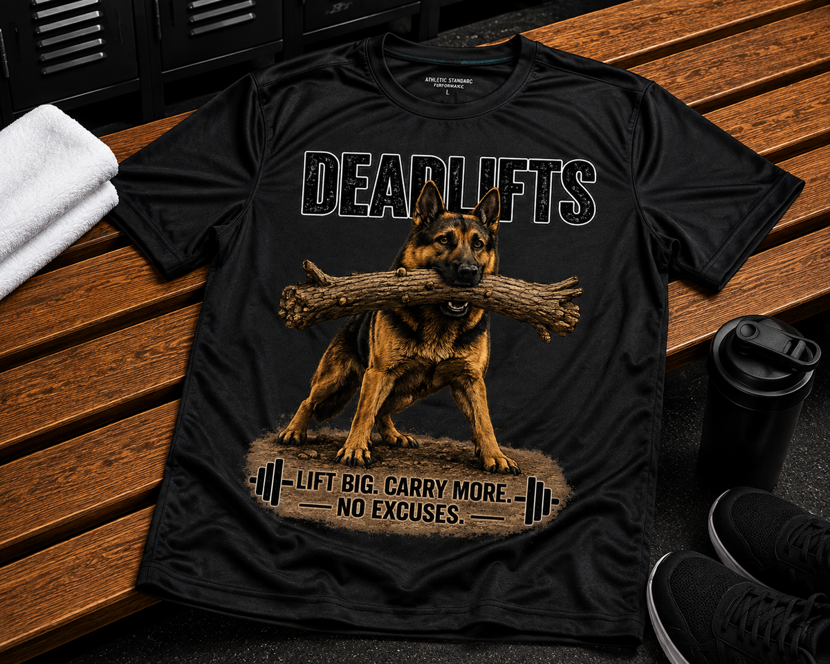 German Shepherd Deadlifts Performance Shirt | Fitness Tee