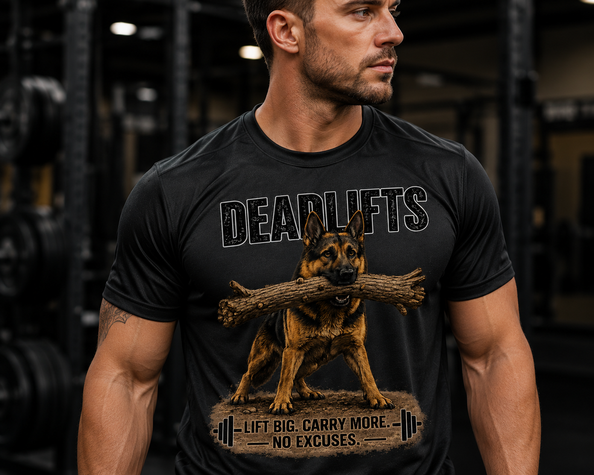 German Shepherd Deadlifts Performance Shirt | Fitness Tee