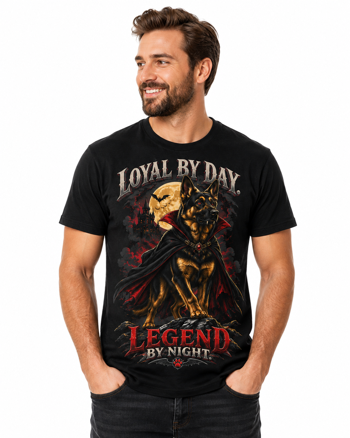 German Shepherd Loyal by Day Legend by Night Halloween T-Shirt