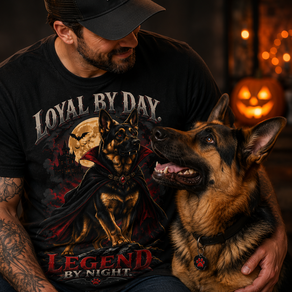 German Shepherd Loyal by Day Legend by Night Halloween T-Shirt
