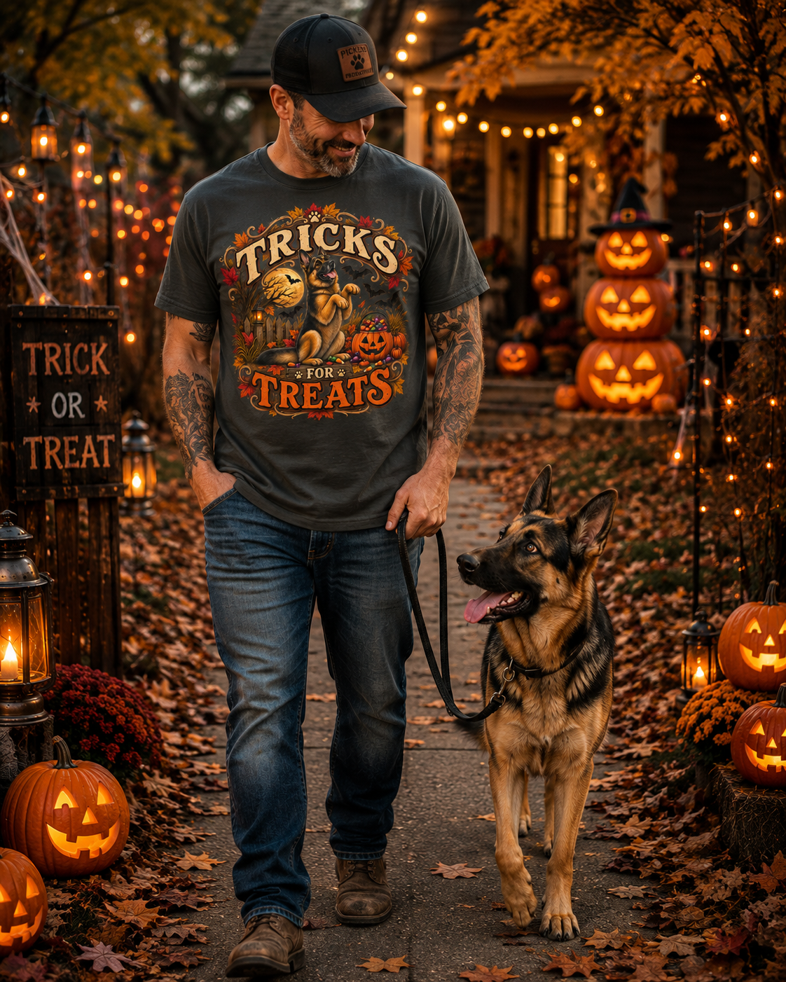 German Shepherd Tricks for Treats Halloween T-Shirt