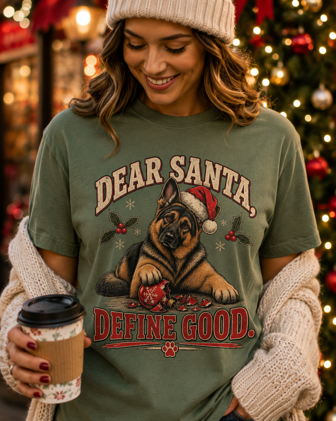 German Shepherd Dear Santa Define Good Christmas T-Shirt