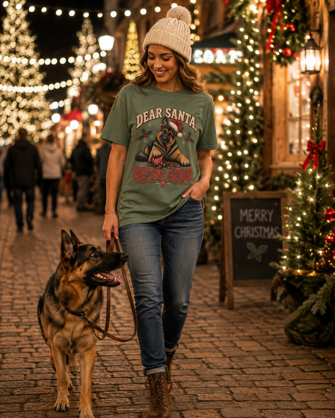 German Shepherd Dear Santa Define Good Christmas T-Shirt