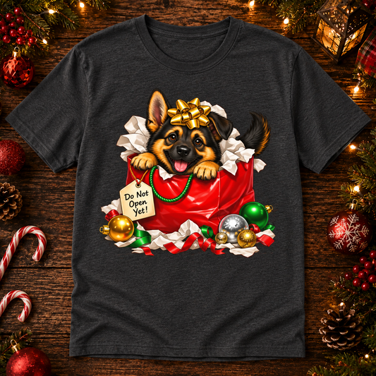 German Shepherd Do Not Open Yet Christmas T-Shirt