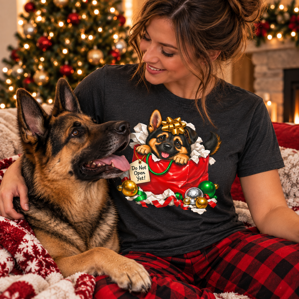 German Shepherd Do Not Open Yet Christmas T-Shirt