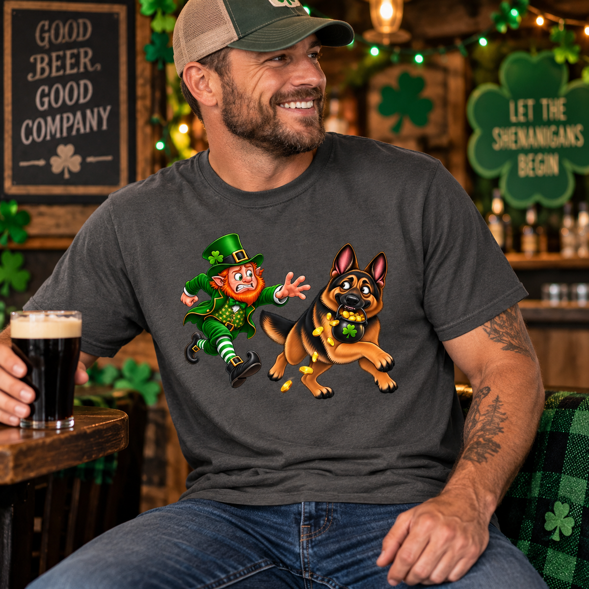 German Shepherd St. Patrick’s Day Shirt – Funny Leprechaun Chase GSD Tee