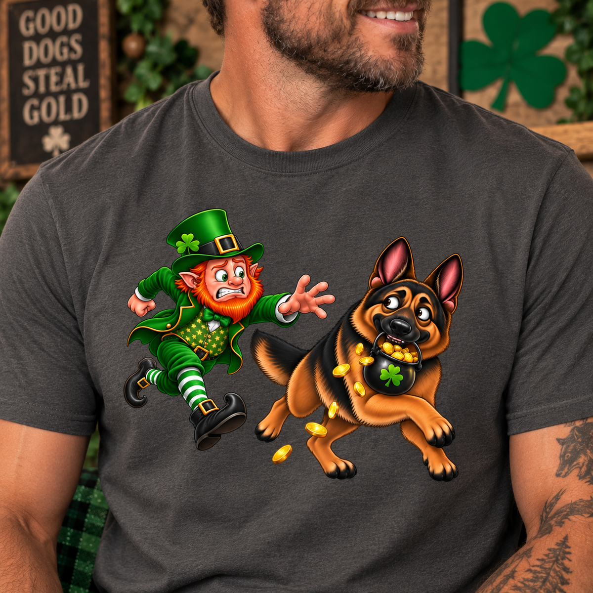 German Shepherd St. Patrick’s Day Shirt – Funny Leprechaun Chase GSD Tee