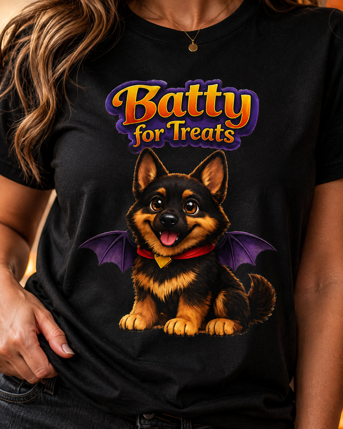 Batty for Treats German Shepherd Halloween T-Shirt