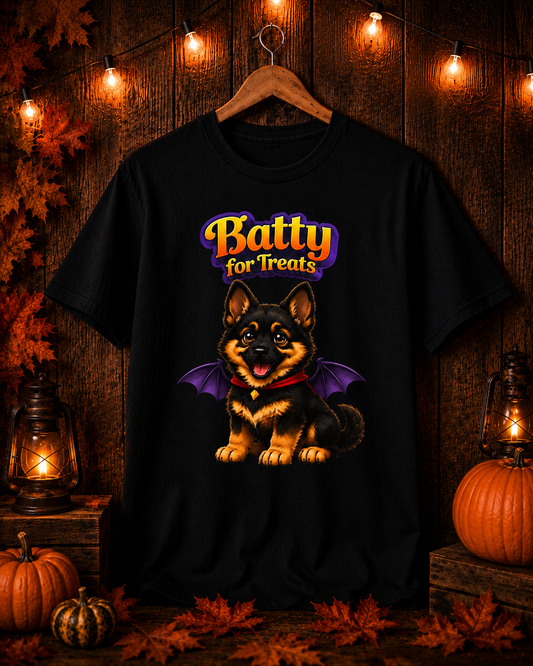 Batty for Treats German Shepherd Halloween T-Shirt