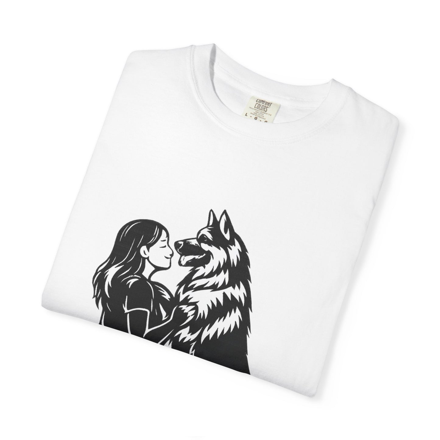 Girl and German Shepherd Illustration T-Shirt | My Heart Walks on Four Paws