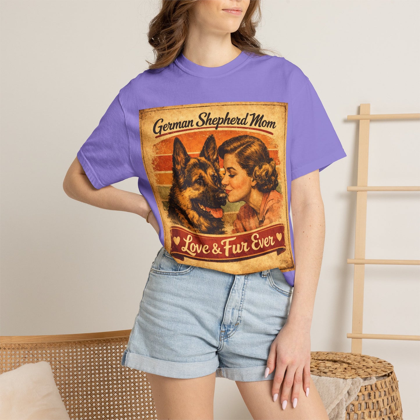 German Shepherd Mom Love & Fur Ever T-shirt | Vintage Dog Mom Tee