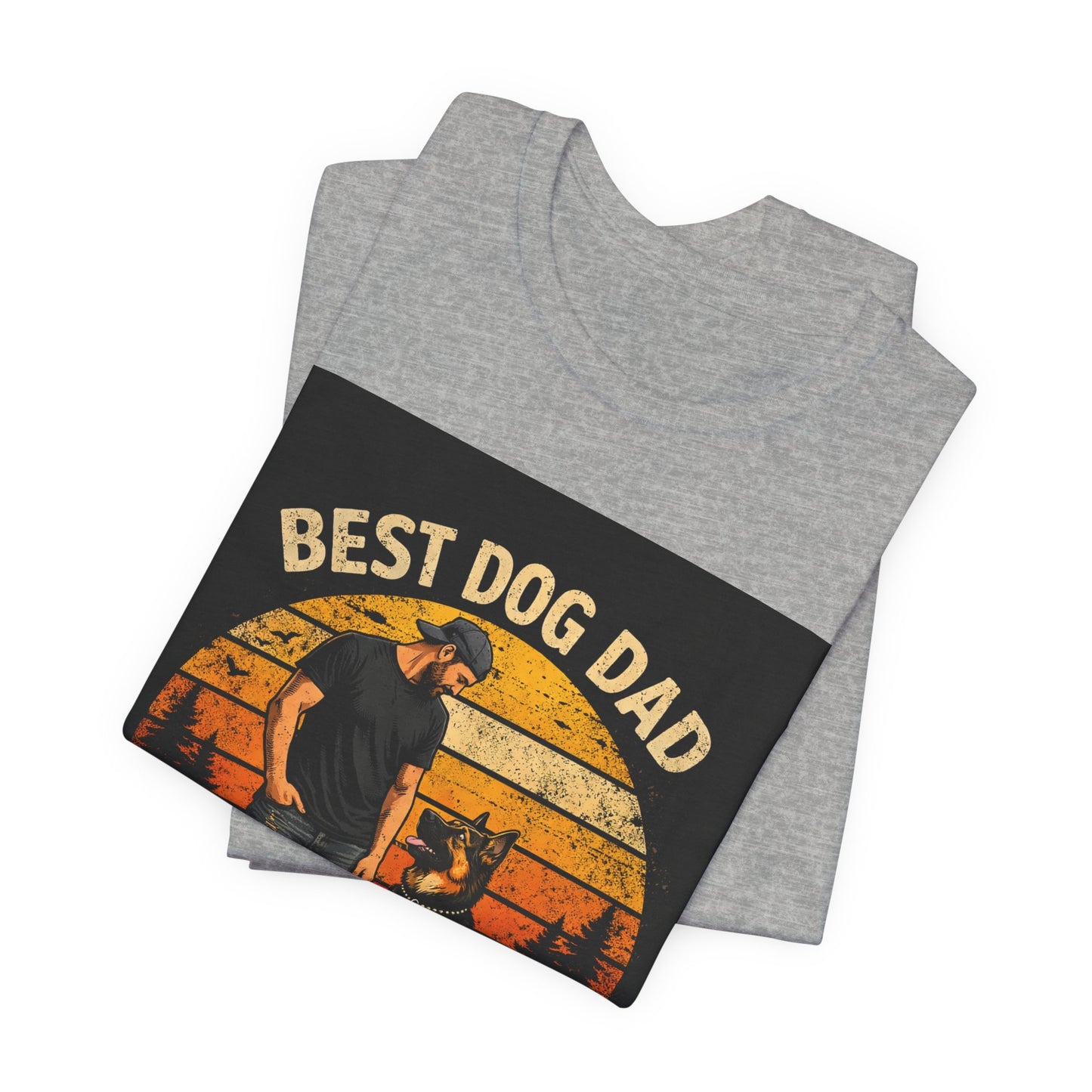 Best Dog Dad by My Side Tee | Man with German Shepherd Vintage Sunset