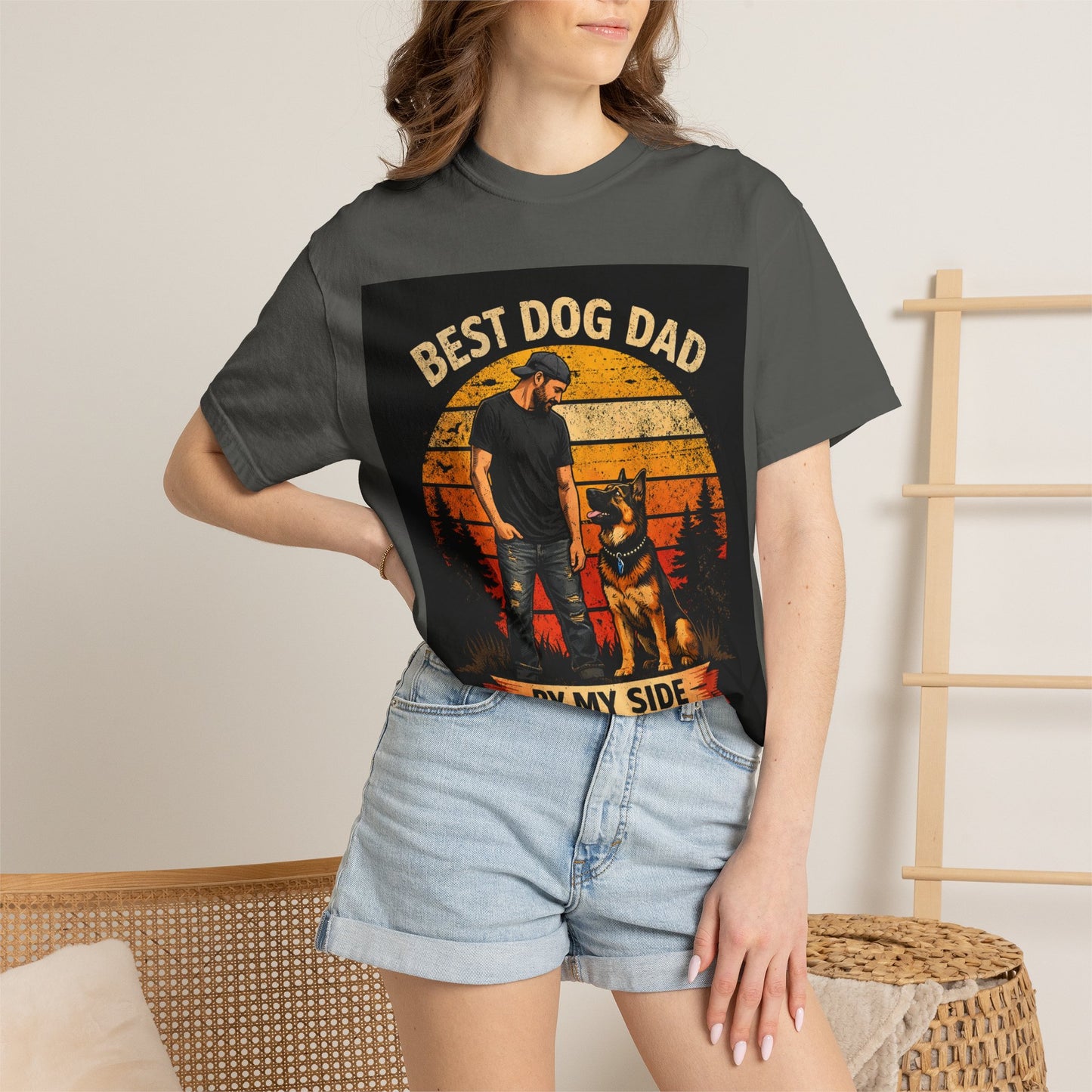 Best Dog Dad by My Side T-Shirt | Dog Lover Father Tee
