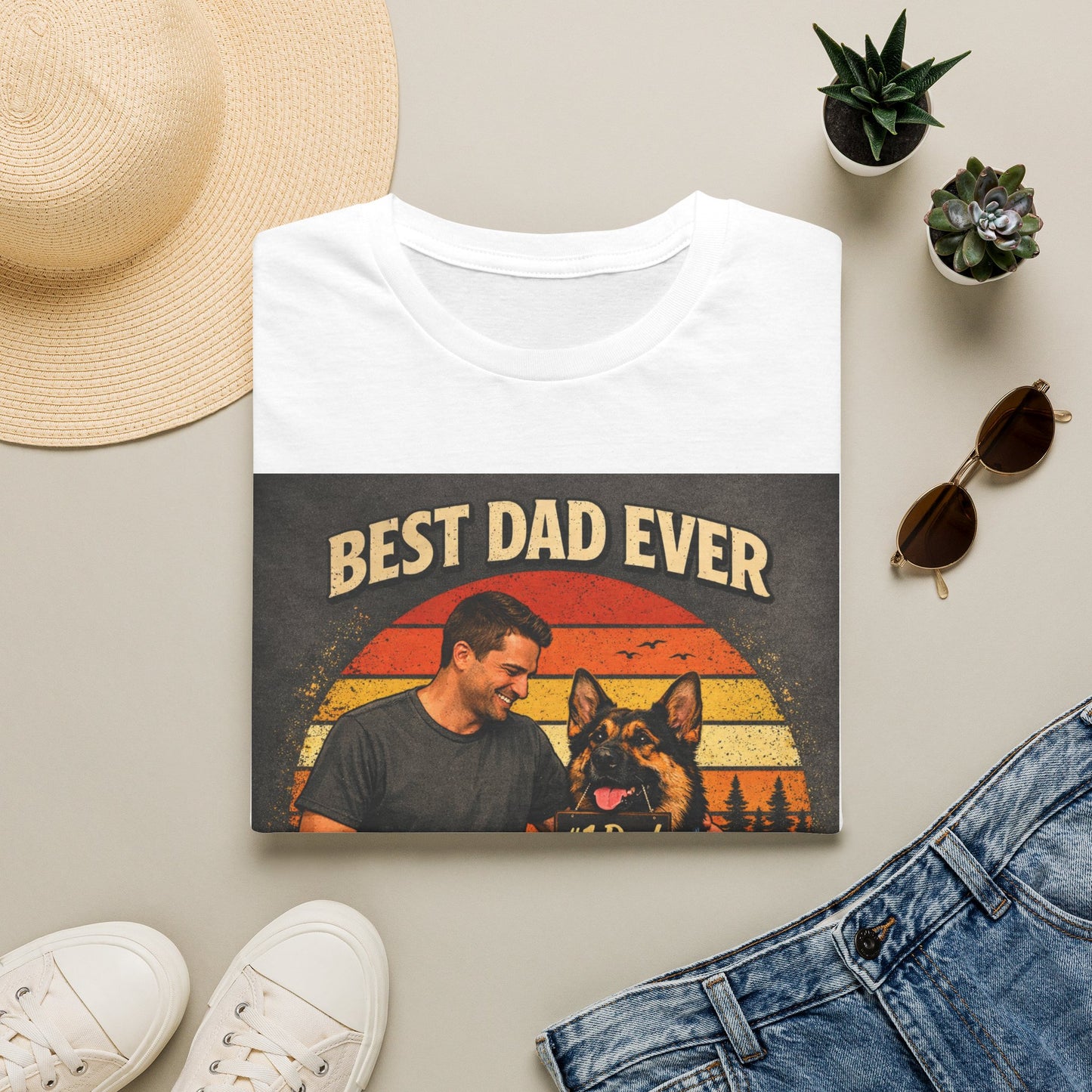 Best Dad Ever According to My Dog Shirt | German Shepherd Father’s Day Gift | Dog Dad Tee | #1 Dad Funny Pet Lover Shirt | Gildan 64000 Softstyle