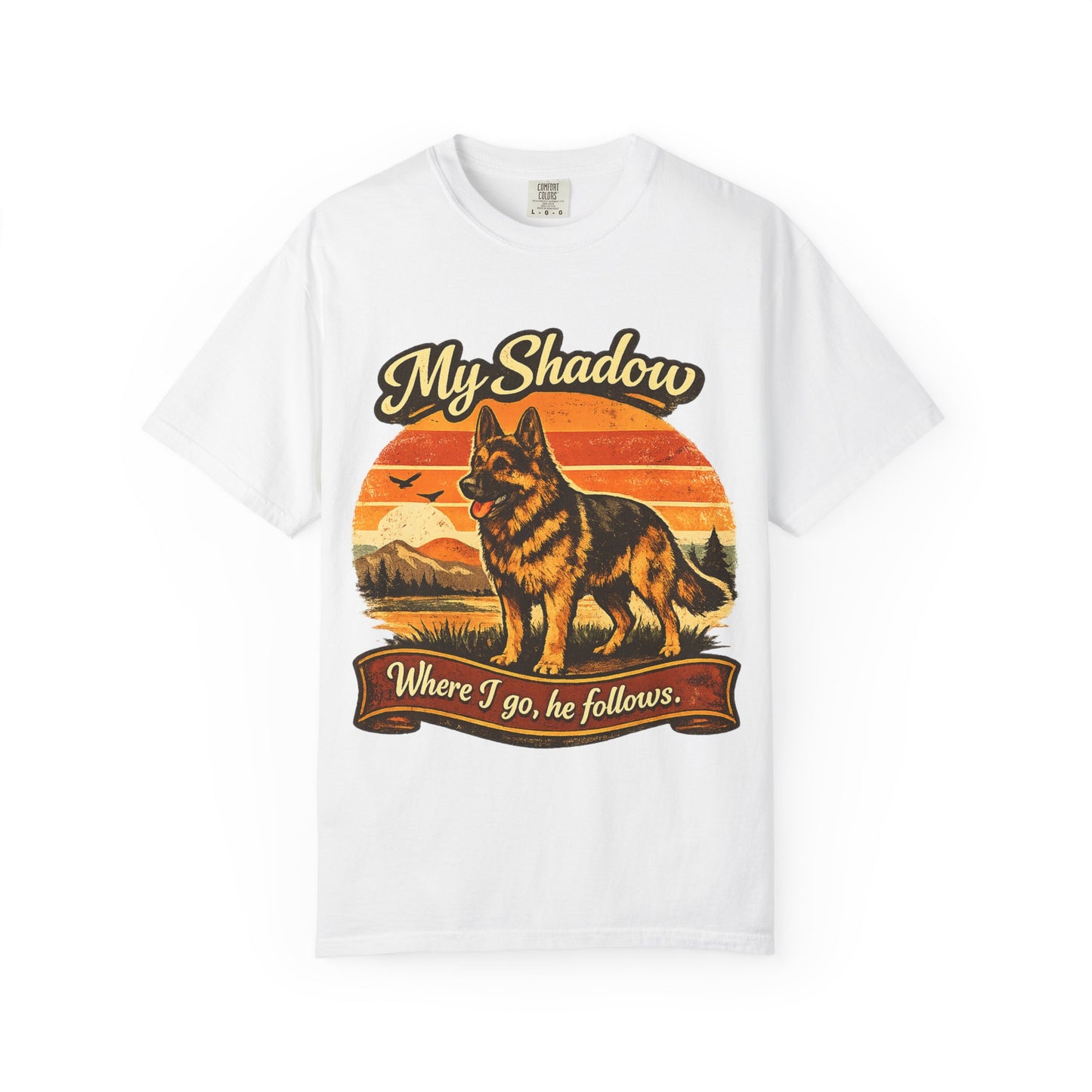 German Shepherd 'My Shadow' Vintage Sunset T-Shirt | Dog Lover Tee