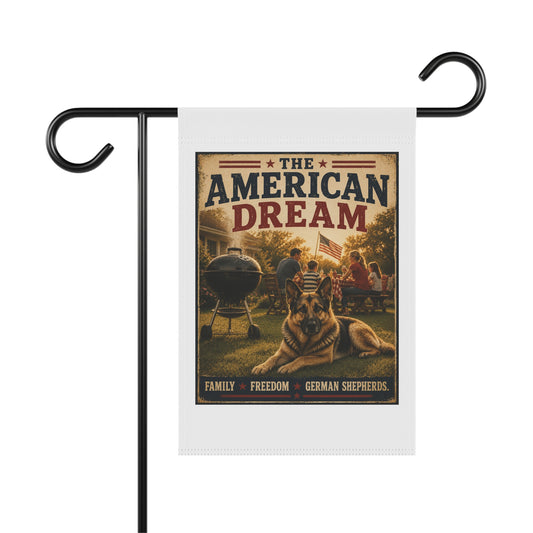 Patriotic German Shepherd Garden Flag – American Dream