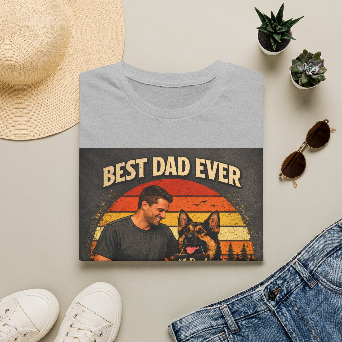 Best Dad Ever According to My Dog Shirt | German Shepherd Father’s Day Gift | Dog Dad Tee | #1 Dad Funny Pet Lover Shirt | Gildan 64000 Softstyle
