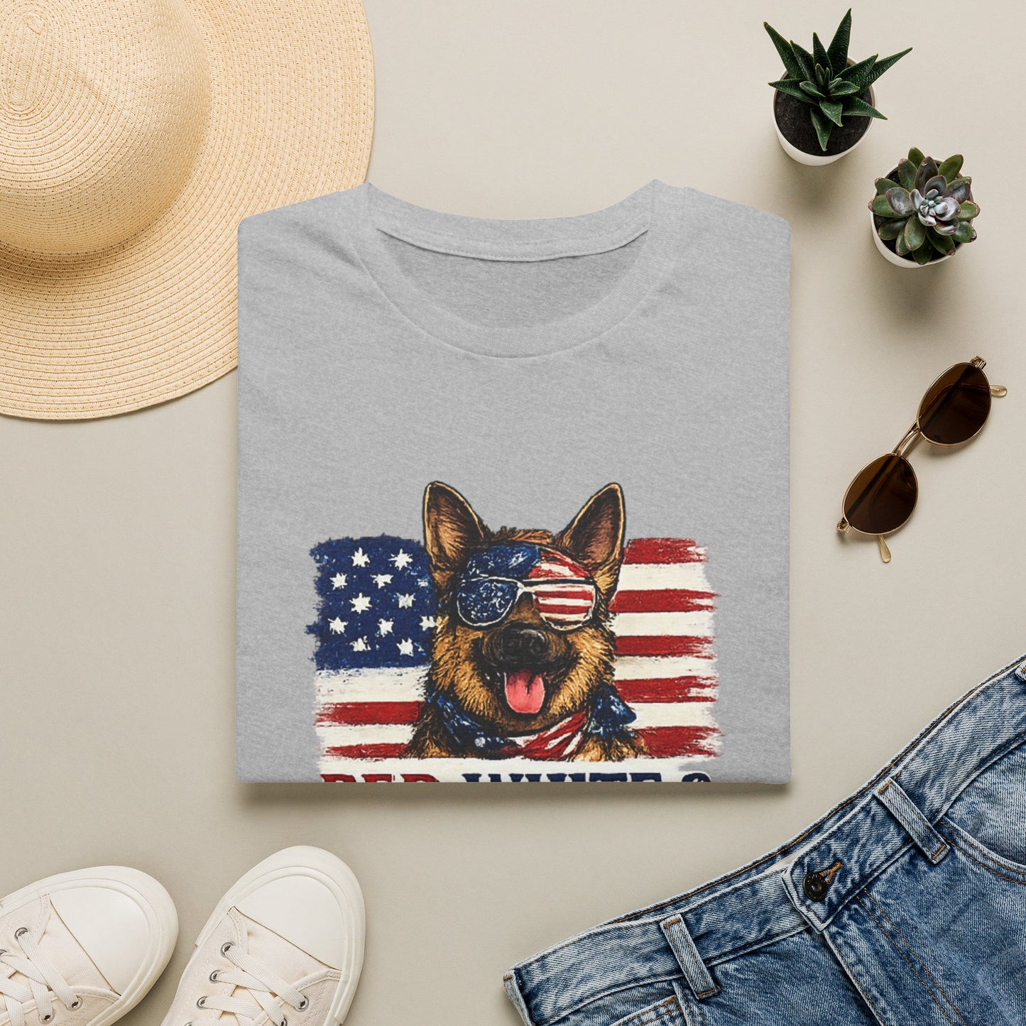 Patriotic German Shepherd Graphic T-Shirt | American Flag Dog Tee