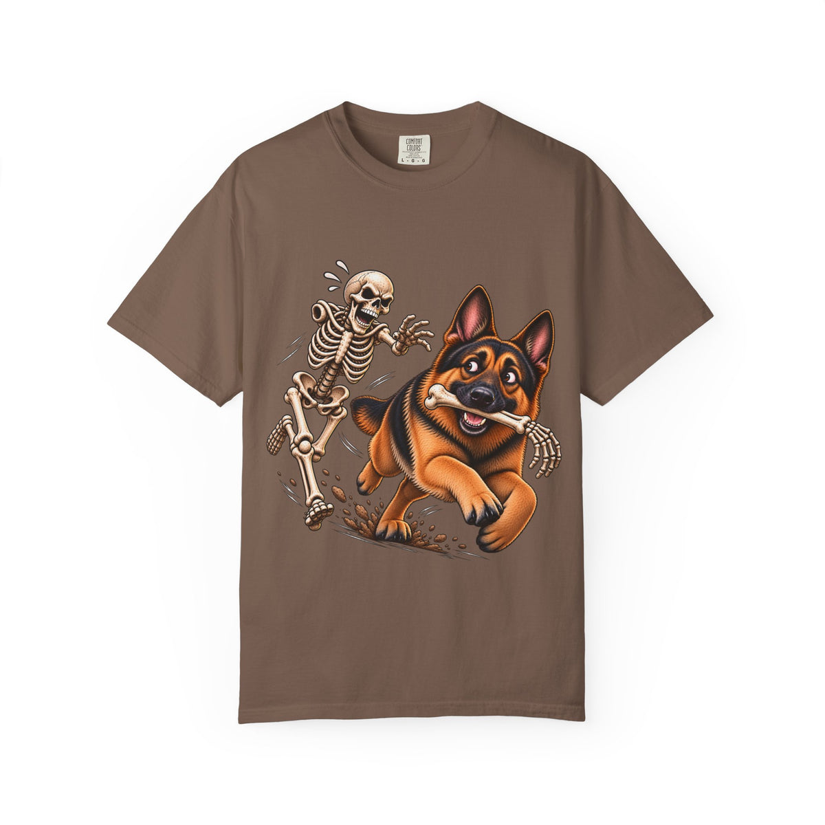 German Shepherd Skeleton Bone Chase T-Shirt – Funny Halloween GSD Shirt