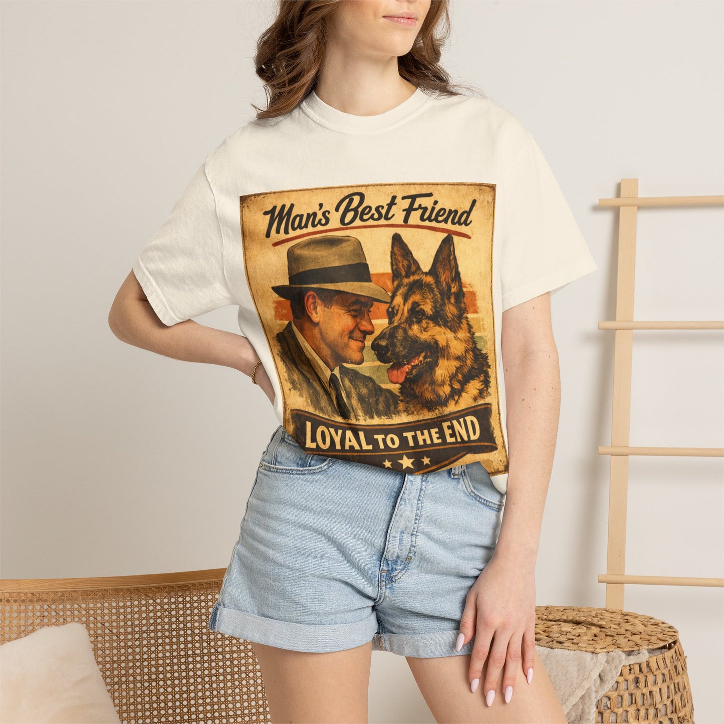 Man's Best Friend Loyal to the End T-shirt | Retro Dog Vintage Poster