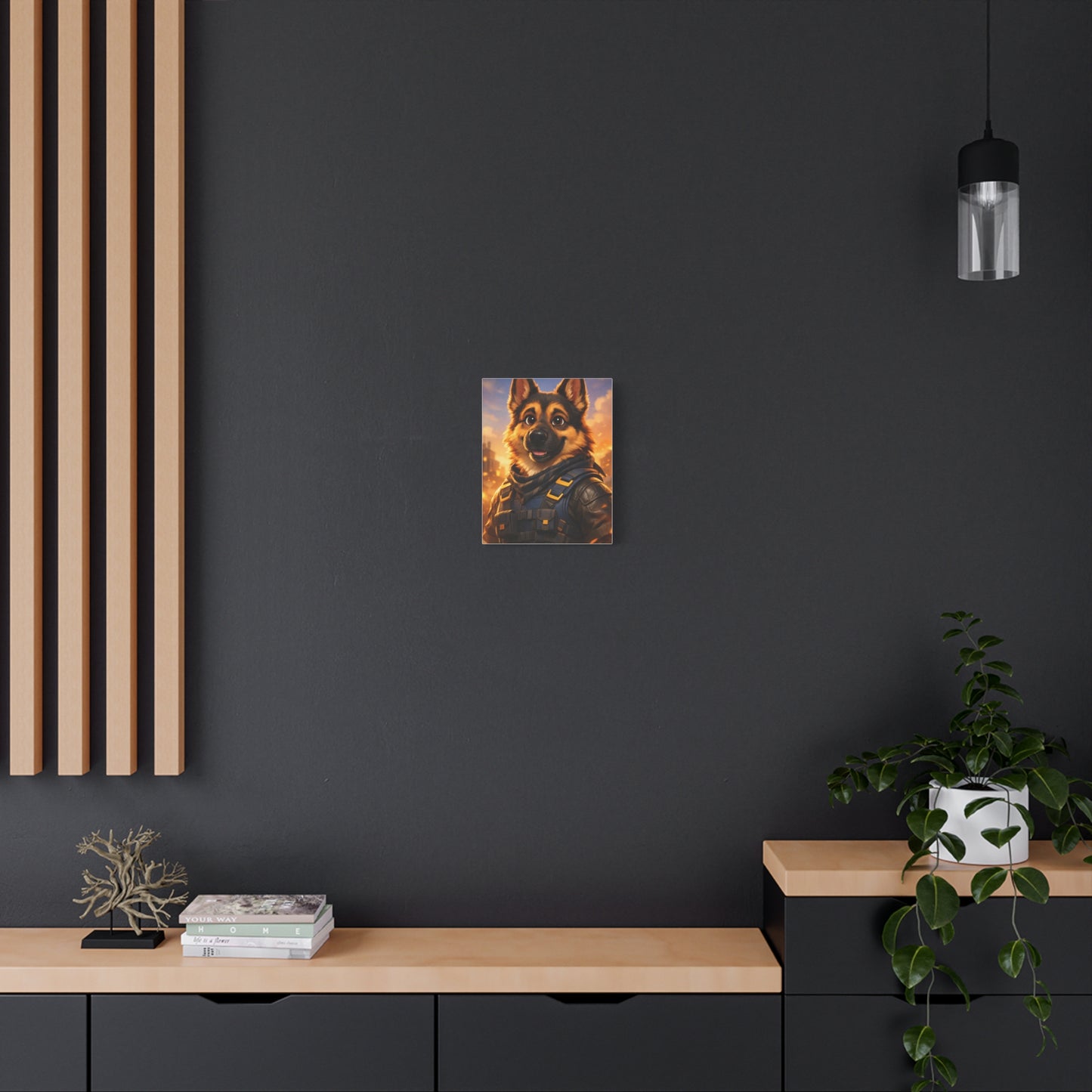 German Shepherd Hero Art – Tactical Dog Character Wall Canvas | Cinematic GSD Decor | Matte Stretched 1.25"