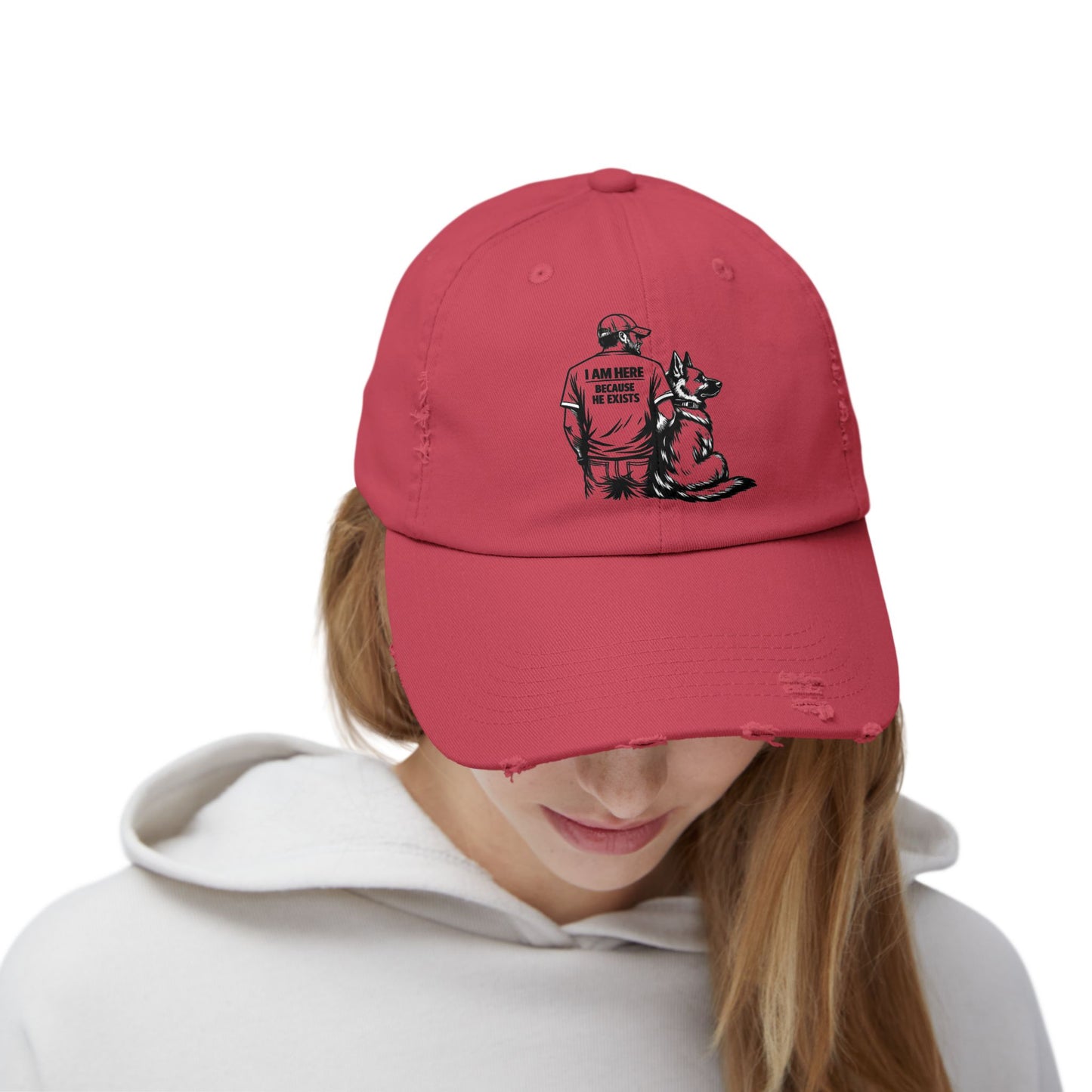 Dad and Dog Distressed Cap — Veteran/First Responder Tribute Hat