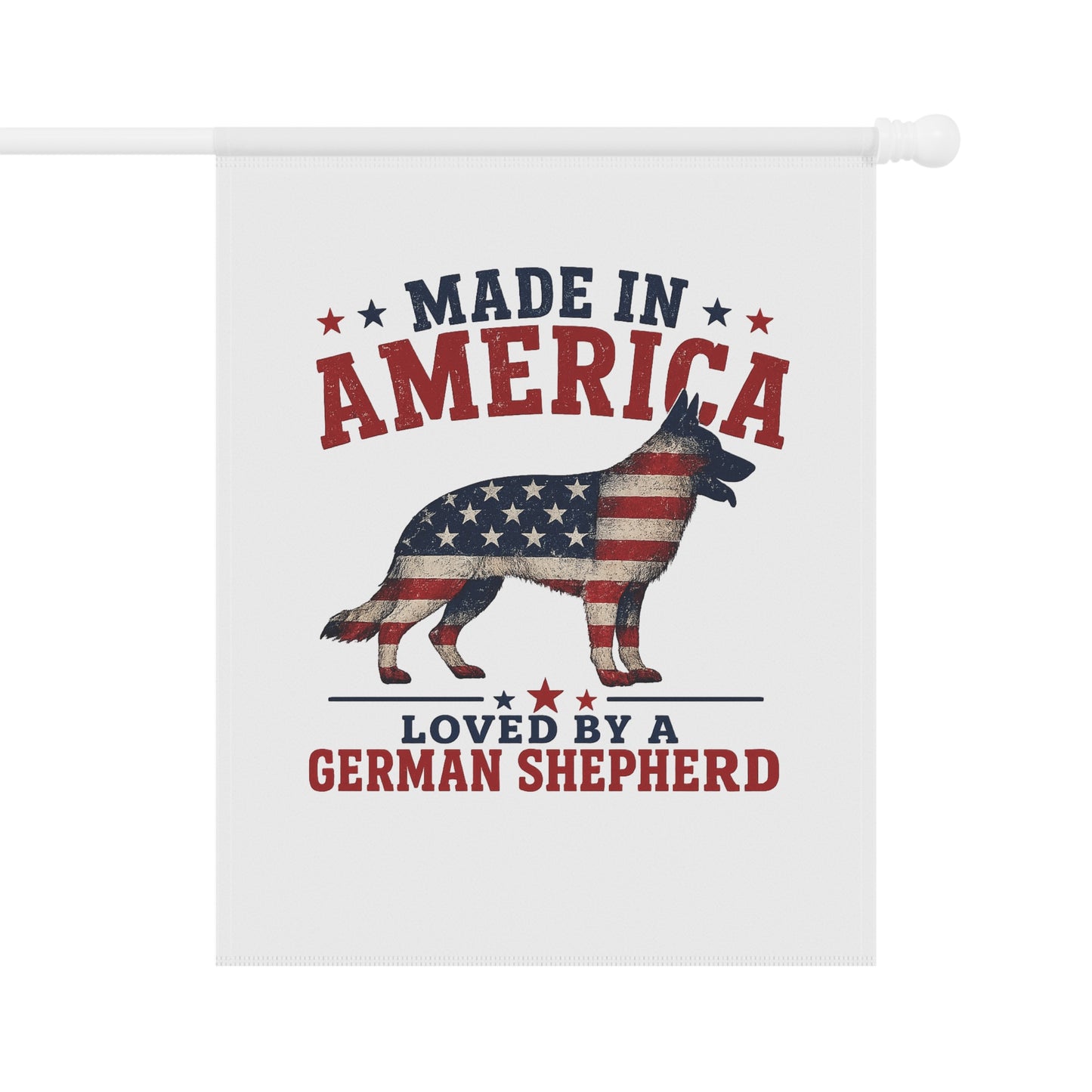 Made in America Garden Flag — Loved by a German Shepherd