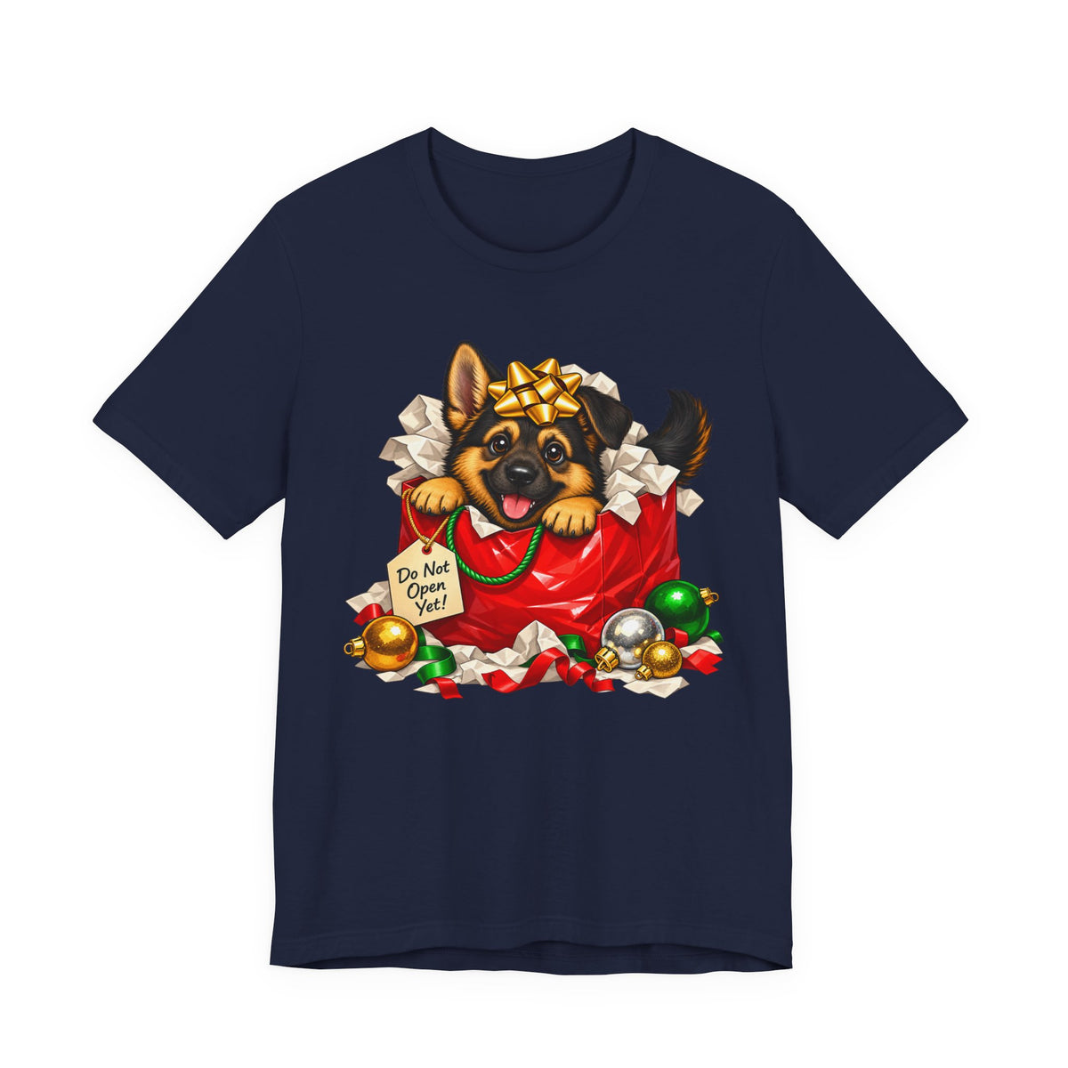 German Shepherd Do Not Open Yet Christmas T-Shirt