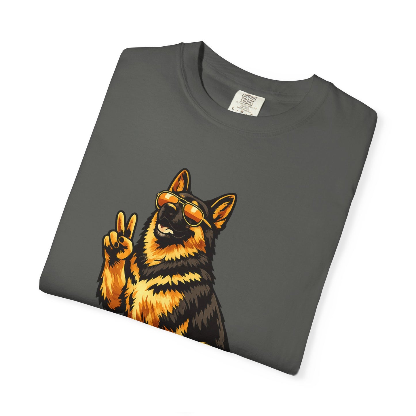 Guardians of Good Vibes German Shepherd T-shirt | Peace Sign Dog Tee