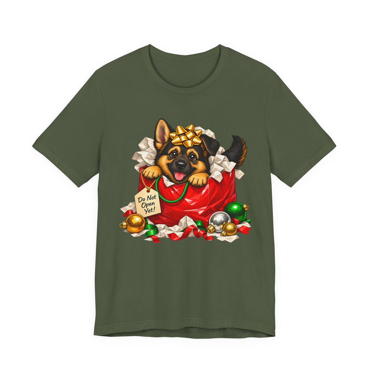 German Shepherd Do Not Open Yet Christmas T-Shirt