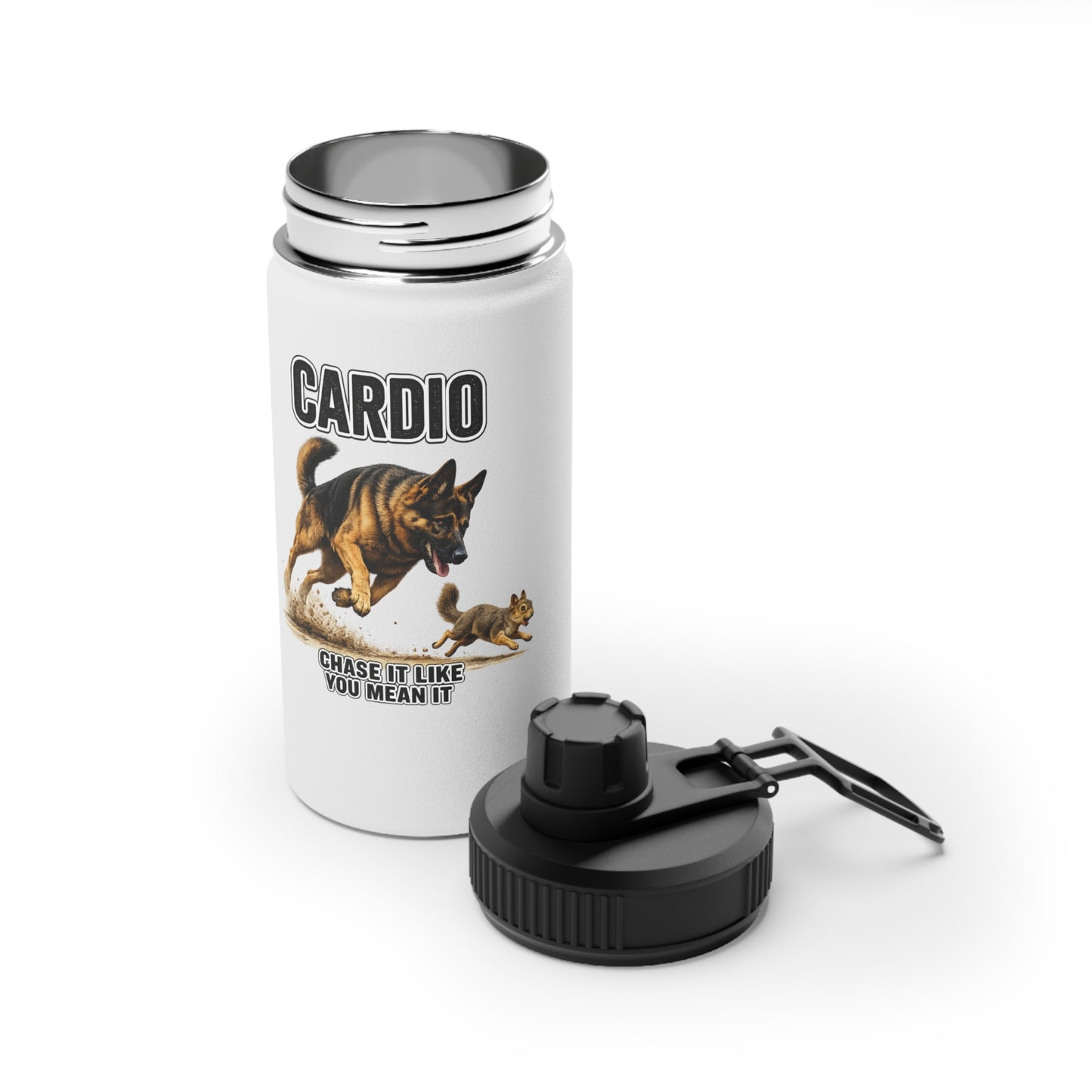 Cardio German Shepherd Water Bottle | Gym Bottle | Fitness Water Bottle | Workout Gift for Dog Lovers
