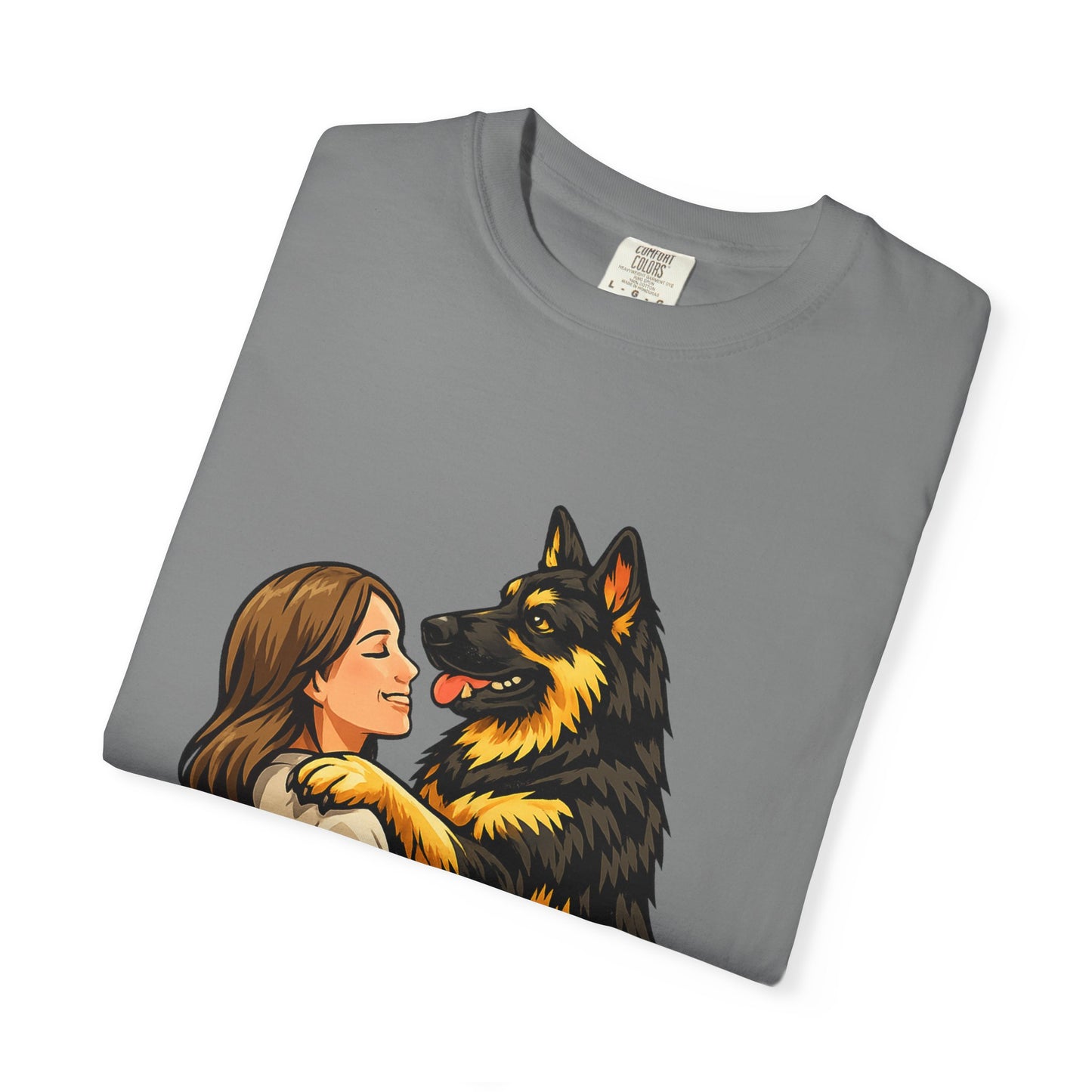 I Love You More Than Treats T-shirt | Girl Hugging German Shepherd Dog