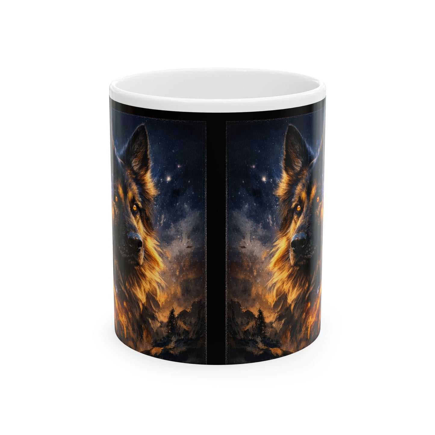 German Shepherd Nebula Artwork Mug | Ceramic Coffee Cup