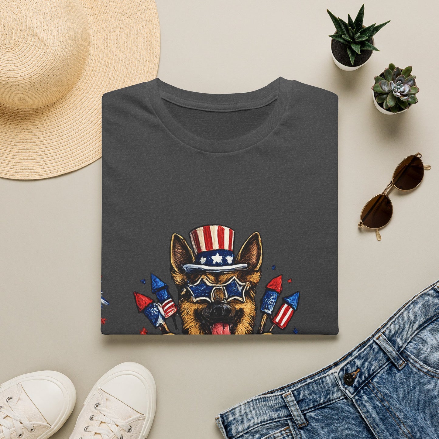 Lets Get Star Spangled Hammered T-Shirt | Patriotic German Shepherd, 4th of July
