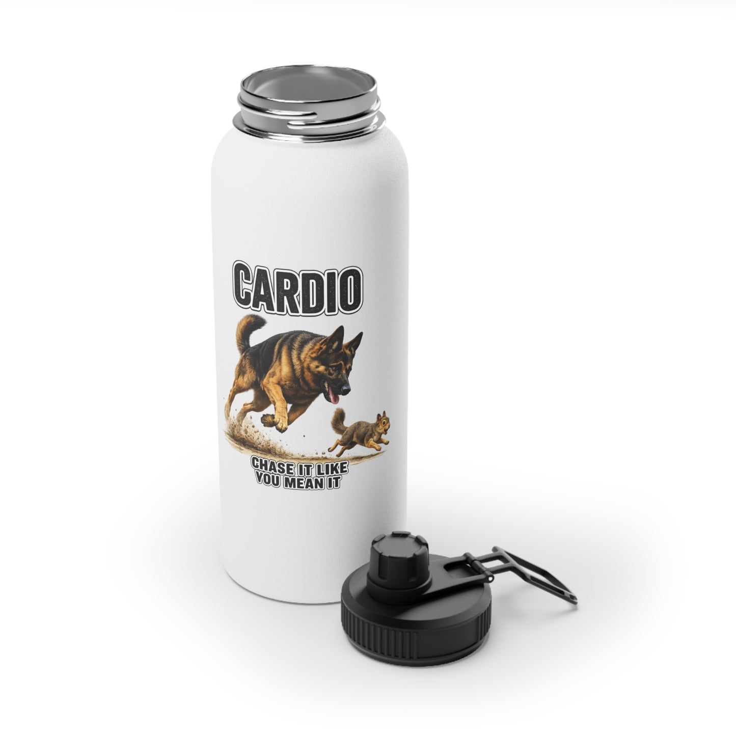 Cardio German Shepherd Water Bottle | Gym Bottle | Fitness Water Bottle | Workout Gift for Dog Lovers