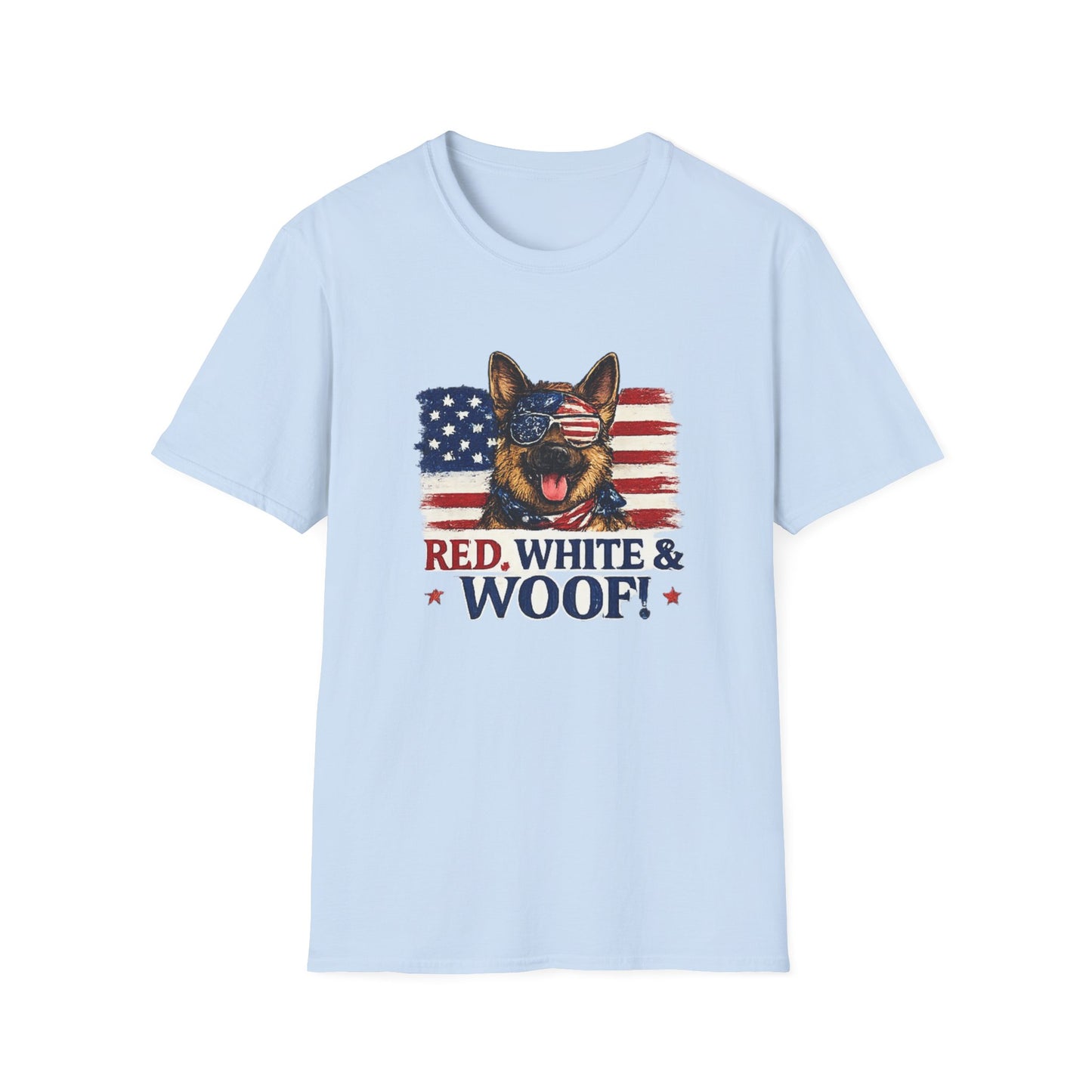 Patriotic German Shepherd Graphic T-Shirt | American Flag Dog Tee