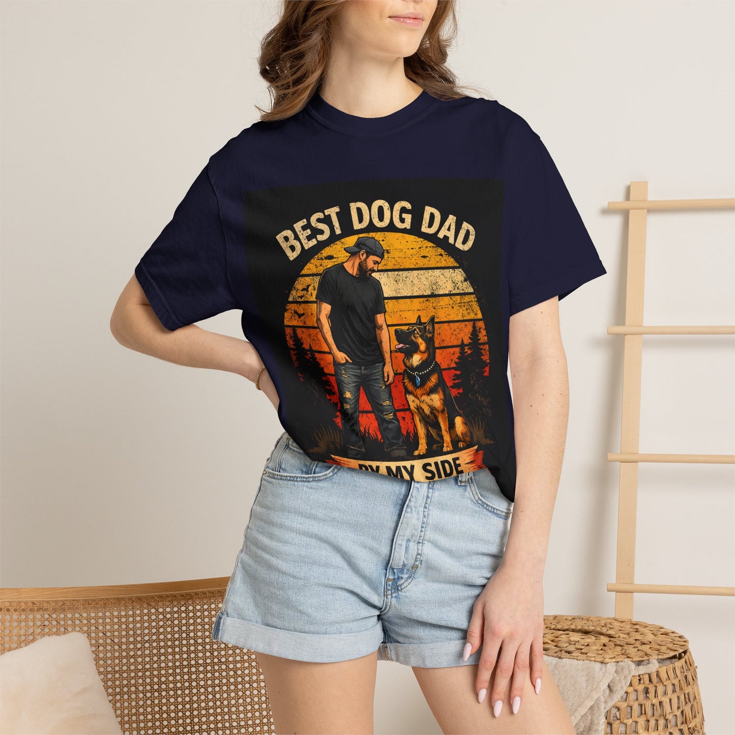 Best Dog Dad by My Side T-Shirt | Dog Lover Father Tee
