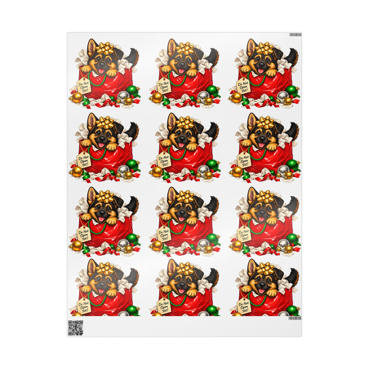 German Shepherd Christmas Wrapping Paper – GSD Puppy Gift Wrap