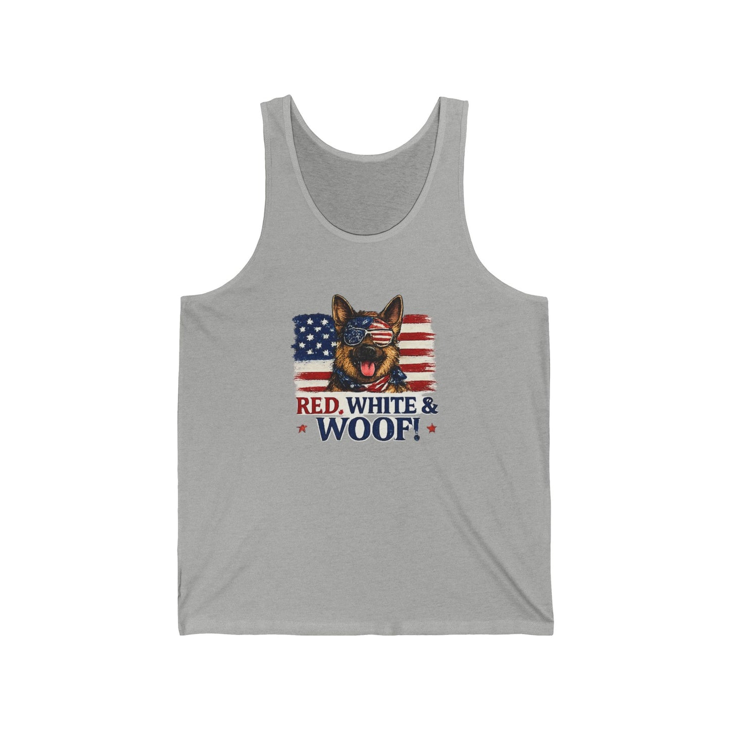 Red, White & Woof! Dog Face with American Flag Tank