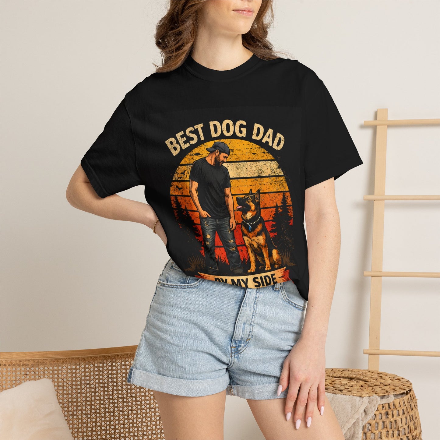 Best Dog Dad by My Side T-Shirt | Dog Lover Father Tee