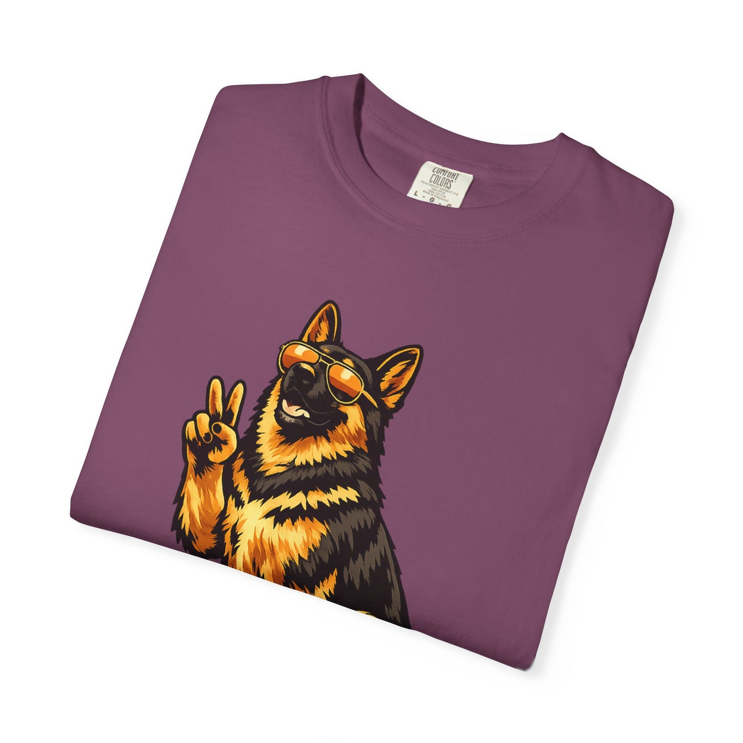 Guardians of Good Vibes German Shepherd T-shirt | Peace Sign Dog Tee