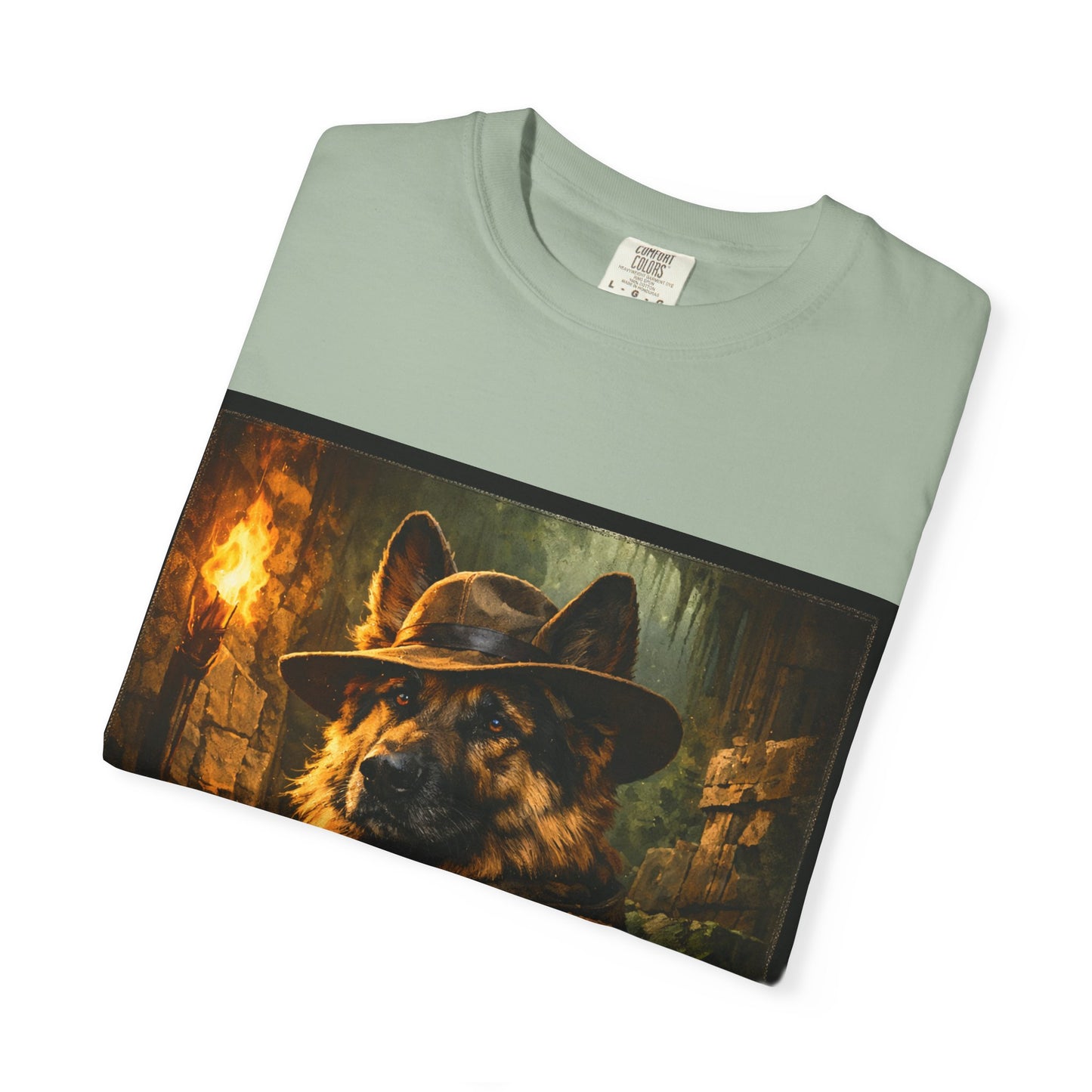 Indy Explorer German Shepherd T‑Shirt – Adventure Dog Lover Tee | Vintage Noir Canine Illustration | Bella Canvas 3001
