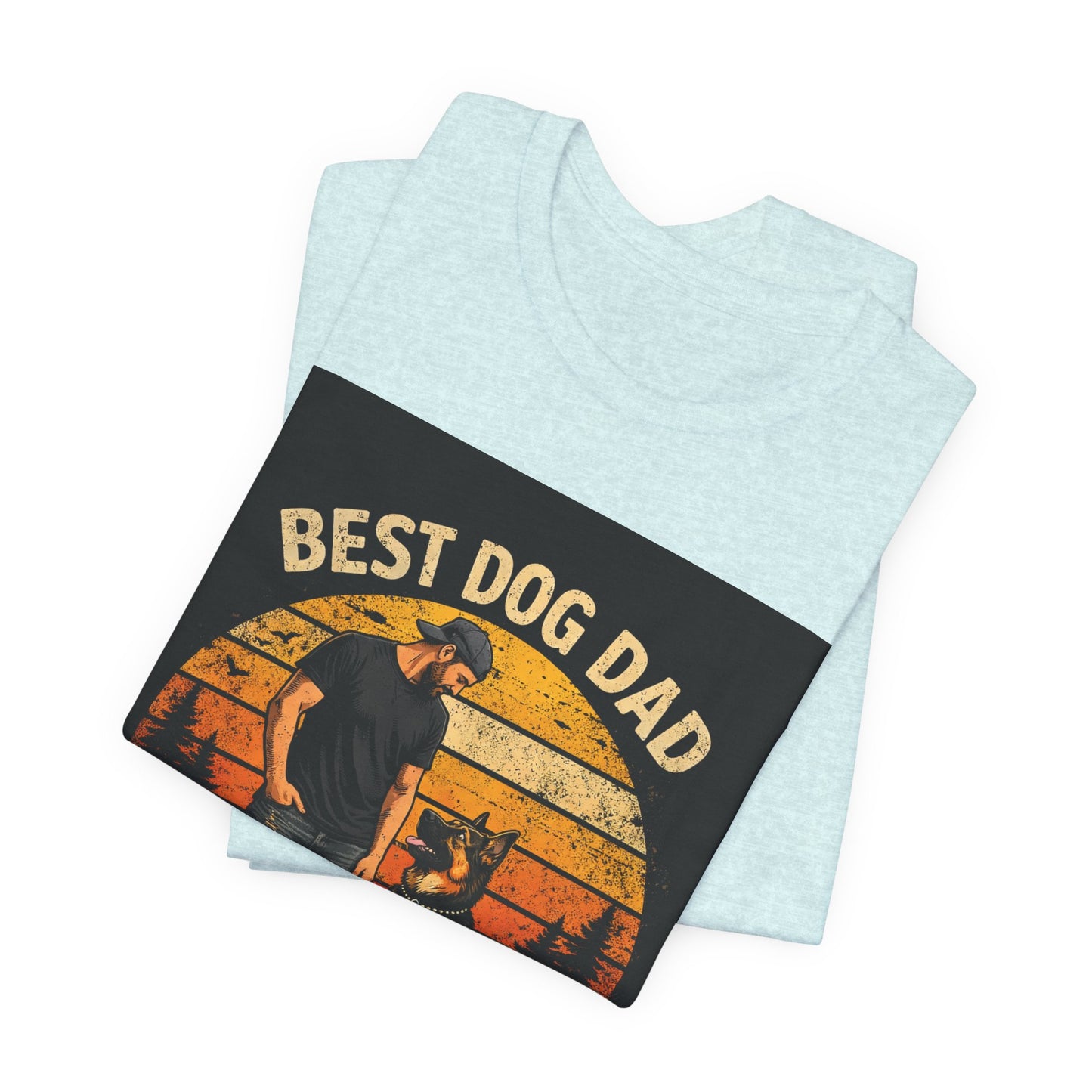 Best Dog Dad by My Side Tee | Man with German Shepherd Vintage Sunset