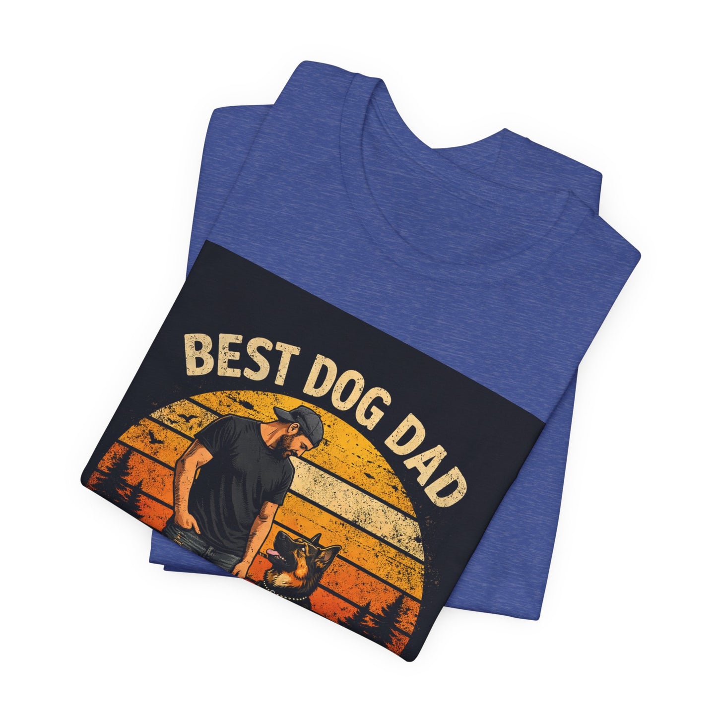 Best Dog Dad by My Side Tee | Man with German Shepherd Vintage Sunset