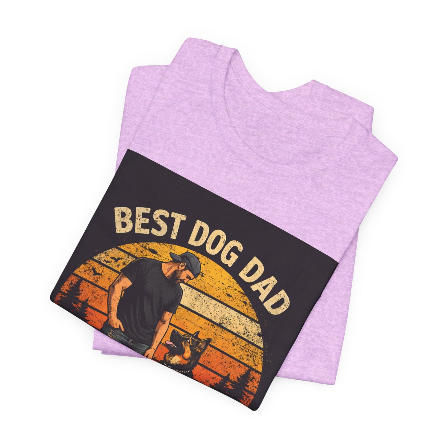 Best Dog Dad by My Side Tee | Man with German Shepherd Vintage Sunset