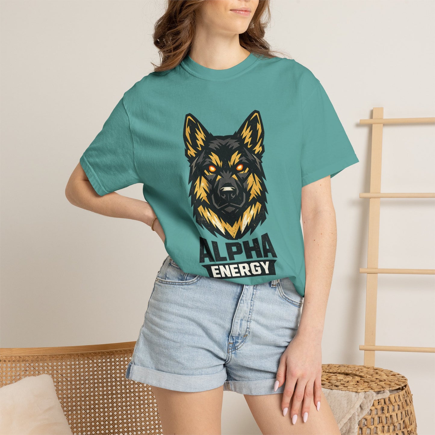 Alpha Energy German Shepherd Head T‑Shirt – Athletic Logo Dog Lover Tee | Bold Working Dog Graphic for Fitness & Streetwear | T‑Shirt