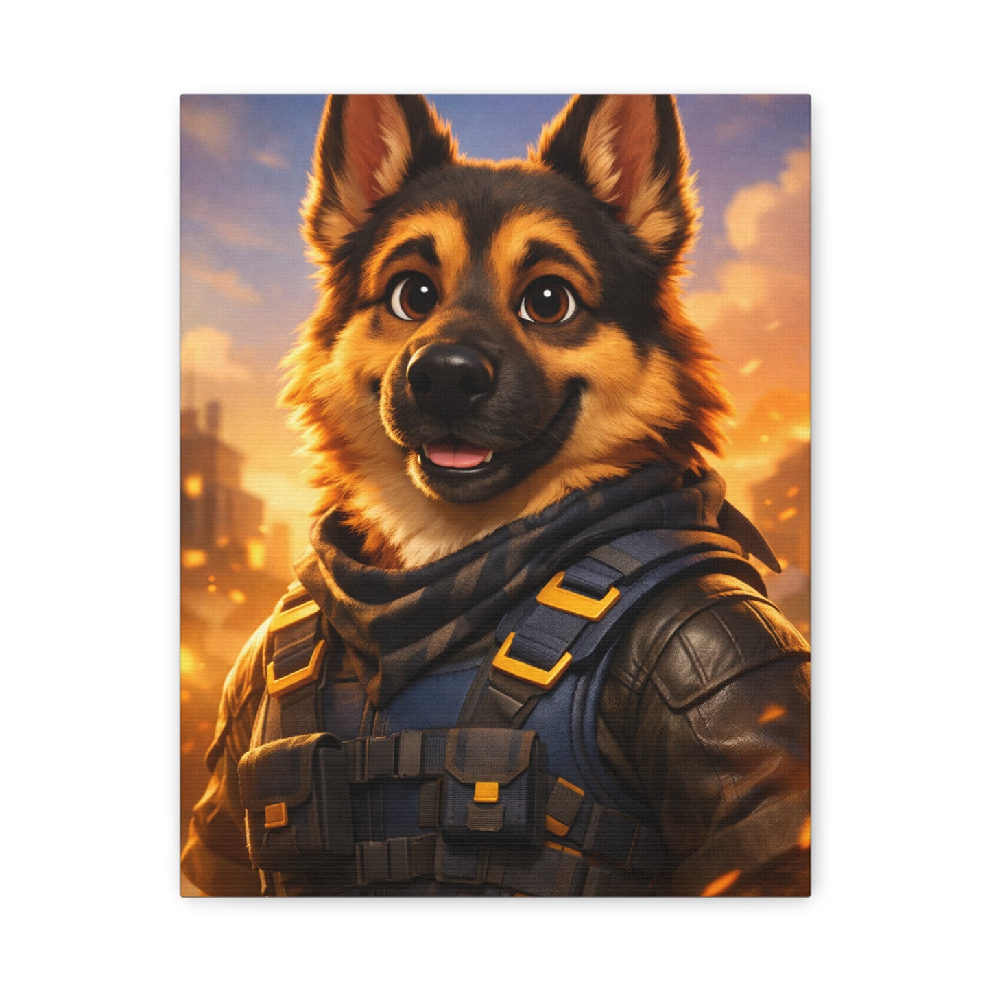 German Shepherd Hero Art – Tactical Dog Character Wall Canvas | Cinematic GSD Decor | Matte Stretched 1.25"
