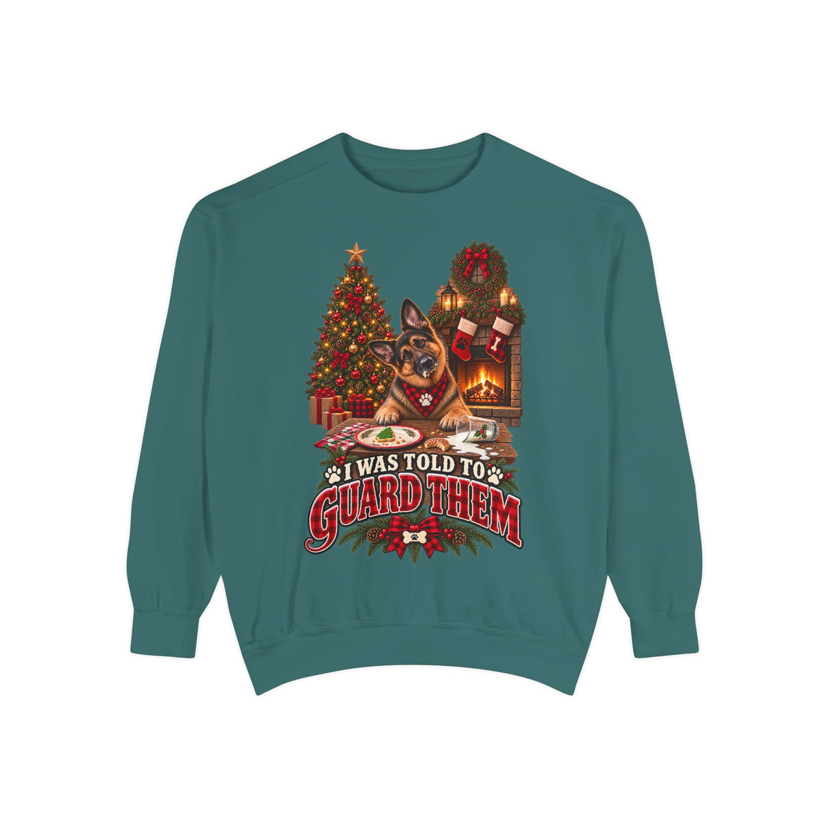 German Shepherd Christmas Sweatshirt, I Was Told to Guard Them