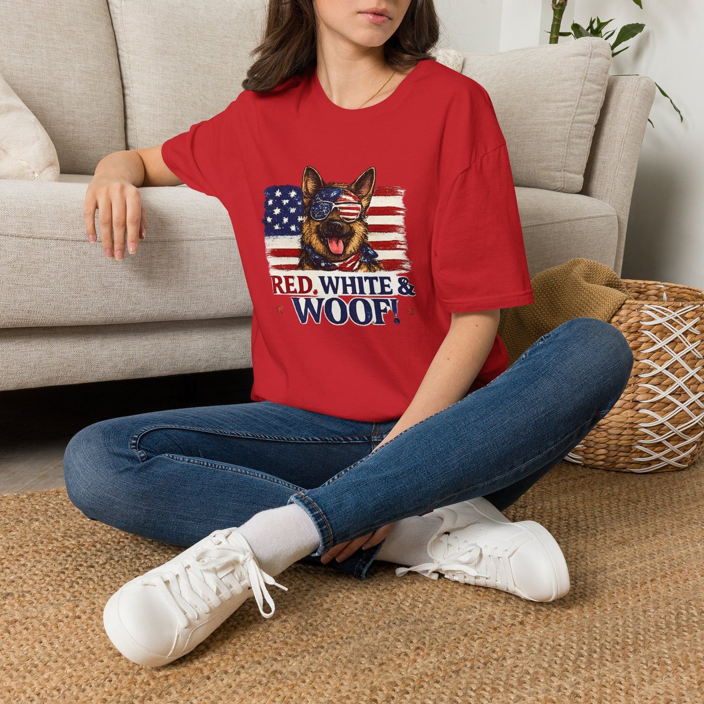 Patriotic German Shepherd Graphic T-Shirt | American Flag Dog Tee